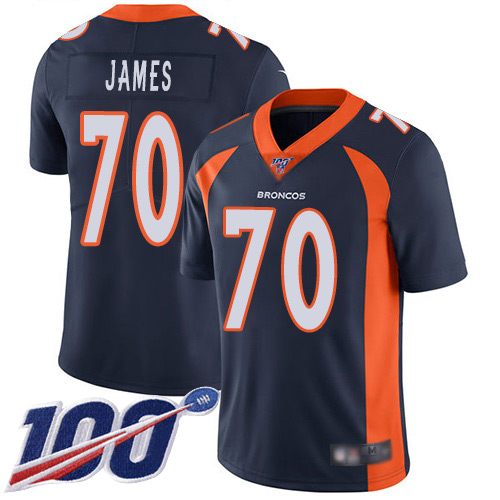 Men Denver Broncos #70 Ja Wuan James Navy Blue Alternate Vapor Untouchable Limited Player 100th Season Football NFL Jersey
